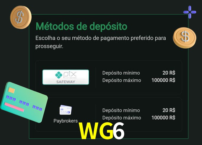 O cassino WG6 oferece uma grande variedade de métodos de pagamento